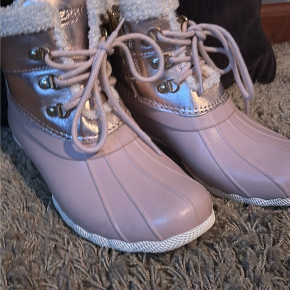 Pink and Gold Sperry Winter Boots